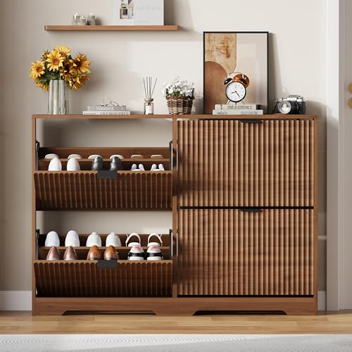 Shoe Cabinet Storage for Entryway with 4 Flip Drawers