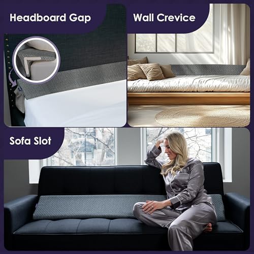 Bed Wedge Pillow for Headboard Gap Up to 7"