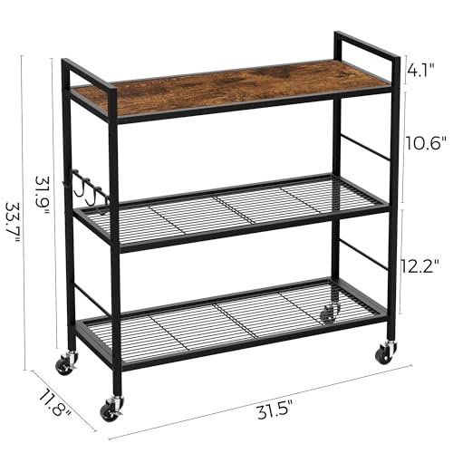 3 Tier Metal Storage Rack with Industrial Wheels