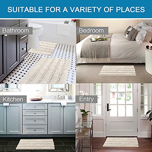 Bathroom Rugs Bath Rug Set 2 Piece Bathroom Contour Rug Toilet Mat Sets Non Slip Contour Bath Rug Ultra Thick Water Absorbent Striped Bath Mats Washable