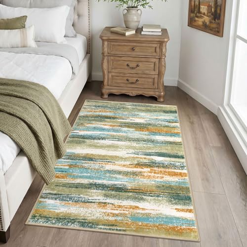 Washable Abstract Rugs for Entryway 3x5 Area Rug Non Slip Door Mat (15 Sq Ft)