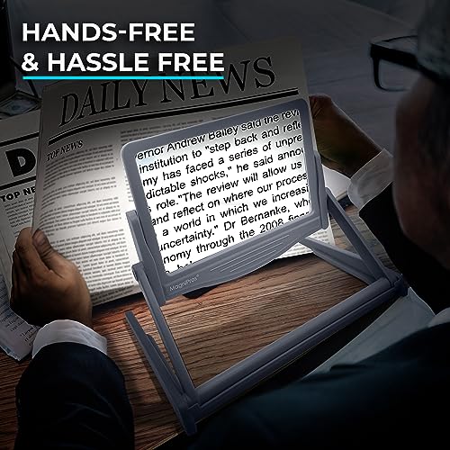 Patented 5X Large LED Page Magnifier with Detachable Stand