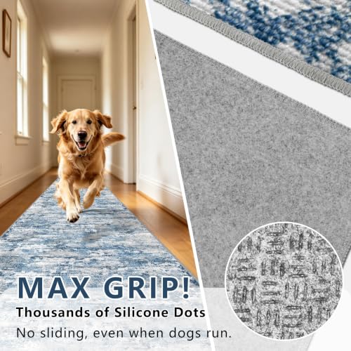 Long Hallway Runner Rug 2.6x16ft Textured Non Slip for Dogs (41.6 Sq Ft)