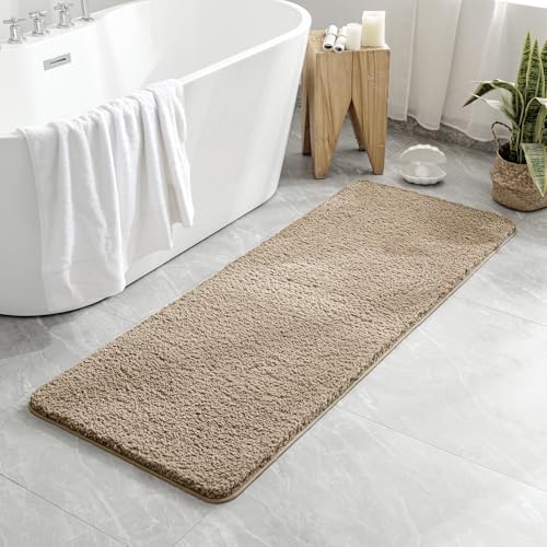 Tan Bathroom Runner Rugs Soft Microfiber Bath Mat 24x60 Inch