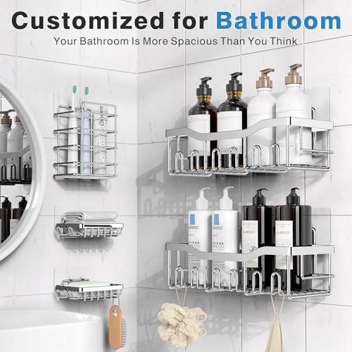 5 Pack Adhesive Shower Caddy Organizer