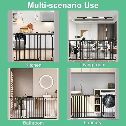43.3 52.75" Extra Wide Pressure Mounted Baby Gate 30" Tall Black