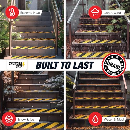 Black and Yellow Non Slip Strips for Steps 30" x 6" 15 (15 Count)