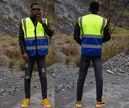 High Visibility Reflective Safety Vest with Multi Pockets 10 Pack Bulk (10 Count)