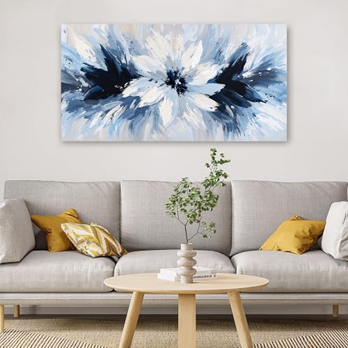 Abstract Canvas Wall Art Decor Blue White Flower Wall Art Prints 20" X 40"