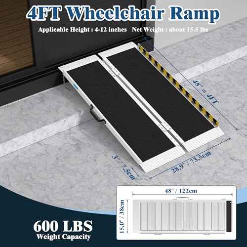 Portable Foldable Aluminum Wheelchair Ramp 4FT