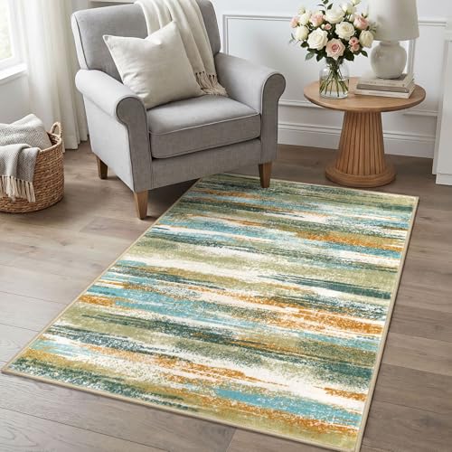 Washable Abstract Rugs for Entryway 3x5 Area Rug Non Slip Door Mat (15 Sq Ft)