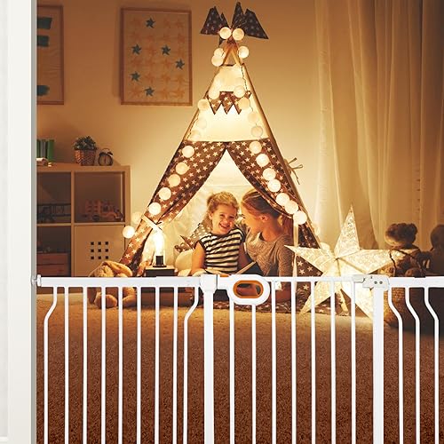 66 to 75 Inch Extra Wide Baby Gate with Door for Stairs Doorways
