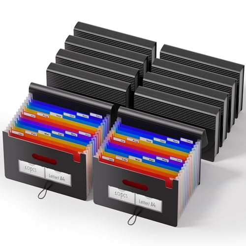 10 Pack Accordion File Folders (10 Count)