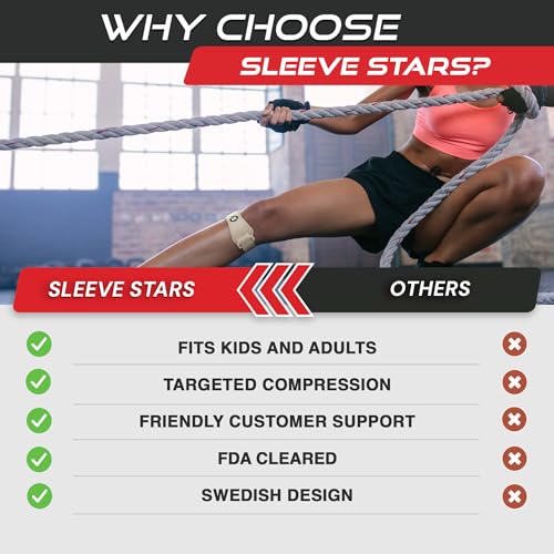 Sleeve Stars Swedish Brand Patellar Tendon Support Strap for Women & Men Effective Osgood Schlatter Knee Brace Youth & Kids Knee Brace with 3 Adjustable Length fits 12"