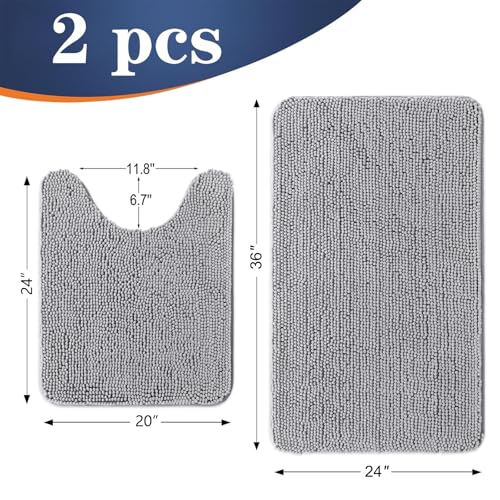 Chenille Bathroom Rugs Mats Set 2 Piece (5 Count)