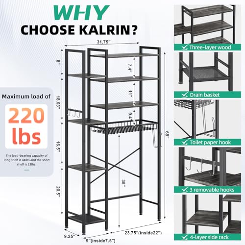 8 Tier Over The Toilet Storage with Side Rack