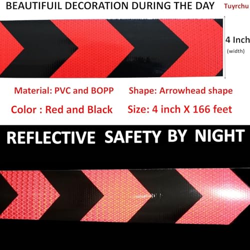 Red Black Reflective Tape 4 inch X 166 feet