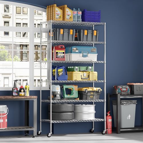 6 Tier Wire Shelf with Wheels