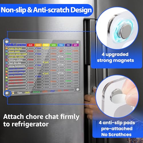 Acrylic Magnetic Chore Chart for Multiple Kids (13 Count)