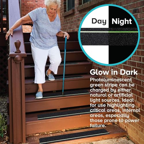 LifeGrip Anti Slip Traction Tape with Glow in the Dark Green Stripe (15 Foot)