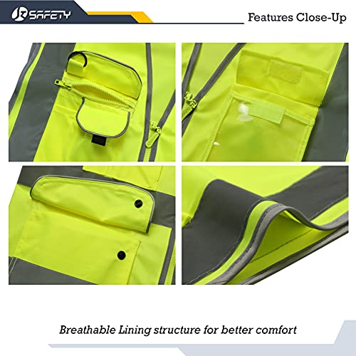 Safety Vest for Men Women Reflective Hi Vis JK150 Yellow XL