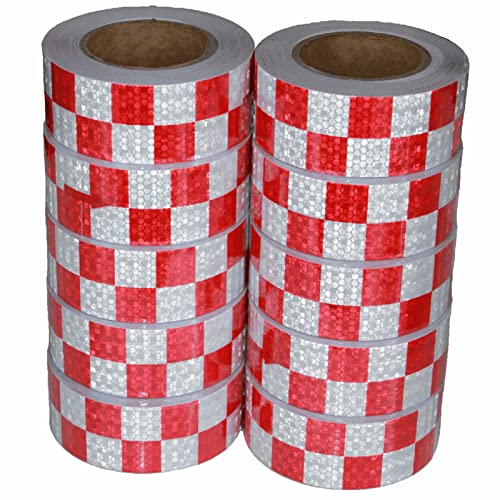 Red and White Reflective Tape 2 inch X 66 feet X 10 Rolls