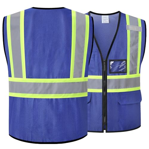 Reflective Safety Vest for Men Women Hi Vis Vest with Pockets High Visibility Vest Mesh Construction Vests Meets ANSI