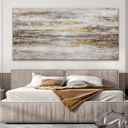 Brown Grey Abstract Canvas Wall Art Decor For Living Room