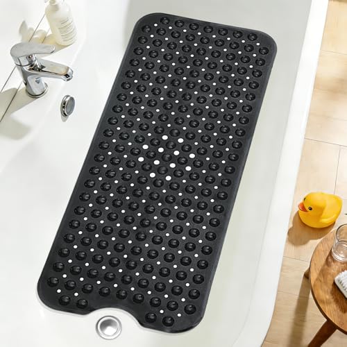 Extra Long Bathtub Mat Non Slip Bath Mat Black 40"x16" Full Size