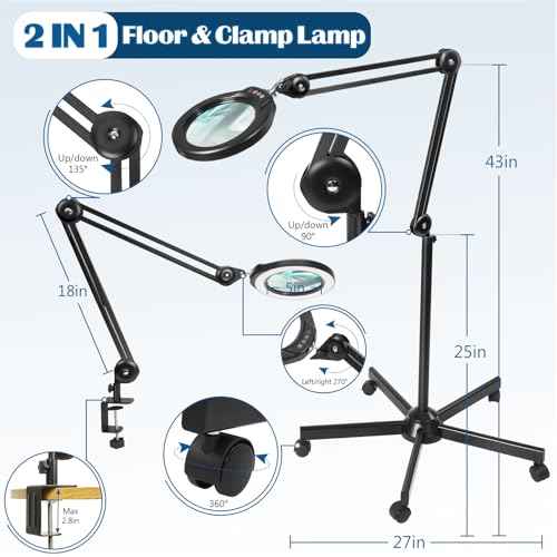 15X Magnifying Glass with Light and Stand