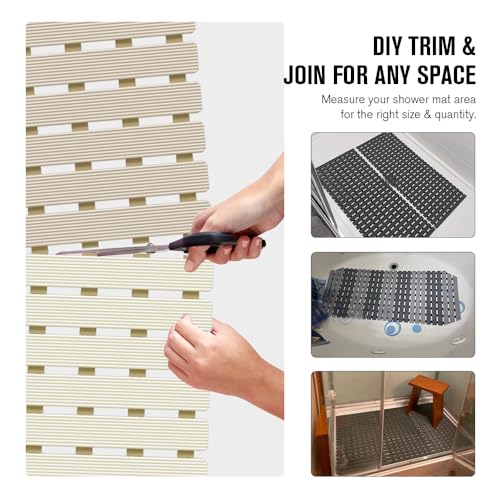 Bath Tub Shower Mat Non Slip Bathtub Mats for Bathroom Shower Floor Mat Bath Mats for Shower Tub Anti Slip Shower Mat with Drain Hole and Large Suction Cups