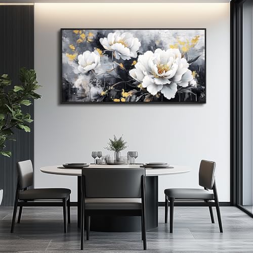 Large Canvas Black Framed Wall Art Decor For Living Room Bedroom Abstract Painting Ink