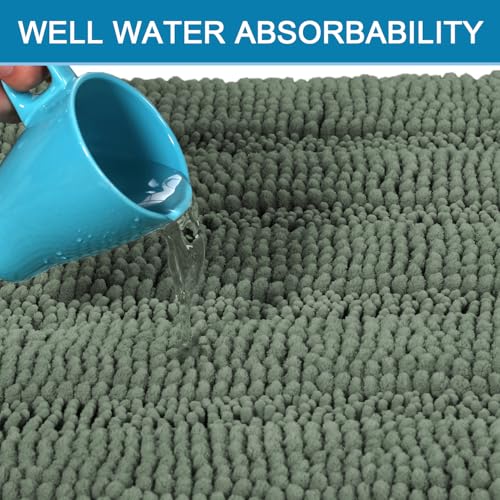 Bath Rugs for Bathroom Non Slip Bath Mats Extra Thick Chenille Striped Bath Rug Runners 47" x 17" Absorbent Fluffy Soft Shaggy Mats Dry Fast Plush Area Carpet for Bath Room (5.48 Sq Ft)