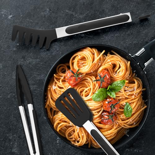 3 Pack Kitchen Tongs for Cooking with Silicone Tip (3 Count)