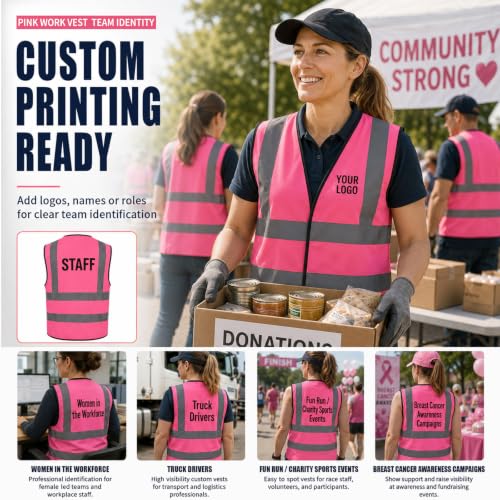 Company Logo Pink Reflective Work Vest
