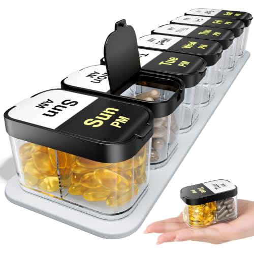 Extra Large Weekly Pill Organizer 2 Times A Day AM PM
