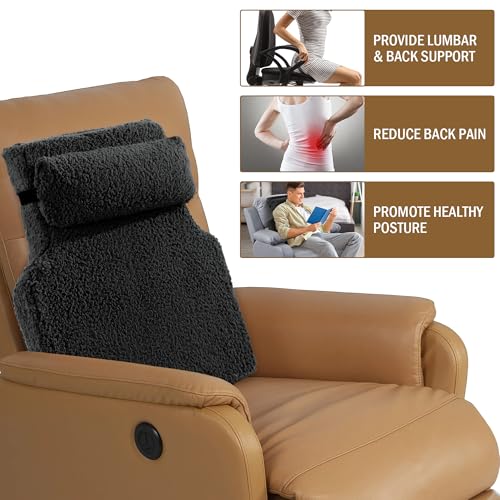 Sherpa Fleece Lumbar Support Pillow with Headrest for Recliner