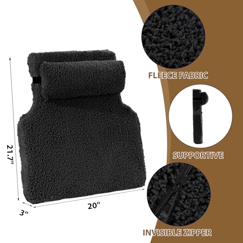Sherpa Fleece Lumbar Support Pillow with Headrest for Recliner