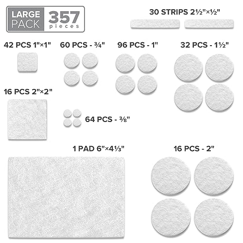 357 PCS White Felt Furniture Pads X (357 Count)