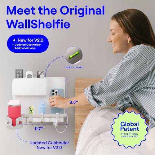 WallShelfie Bedside Wall Organizer & Dorm Decor for Dorm Room