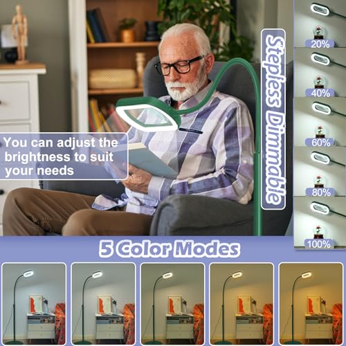 15X Rectangular Real Glass Magnifying Glass with Light and Stand