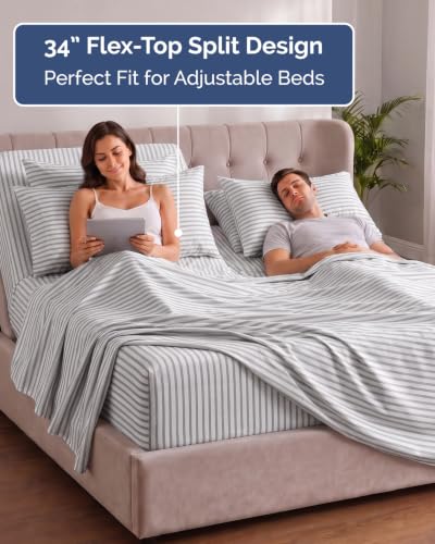 Extra Deep Flex Top Split Head King Sheet Set