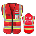 High Visibility Safety Vest Custom Your Logo Safety Workwear with Pockets and Reflective Strips