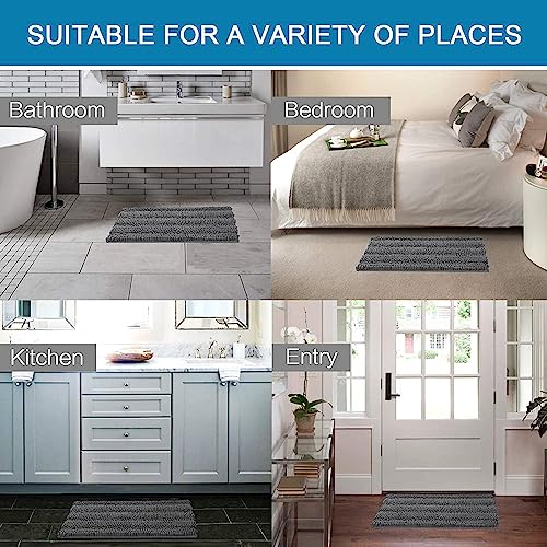 Grey Bathroom Rug Set Bath Mats (2 Count)