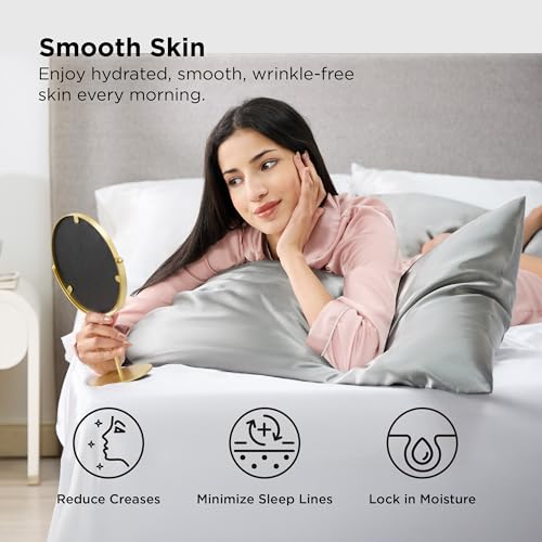 Satin Pillowcase 2 Pack Similar to Silk Pillow Cases Standard Size (2 Count)