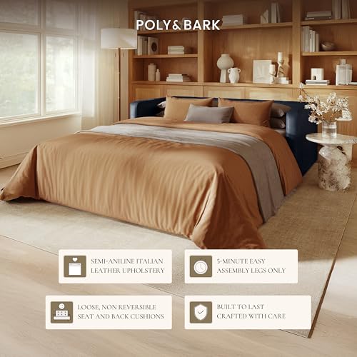Napa 82" Leather Pull‑Out Sleeper Sofa