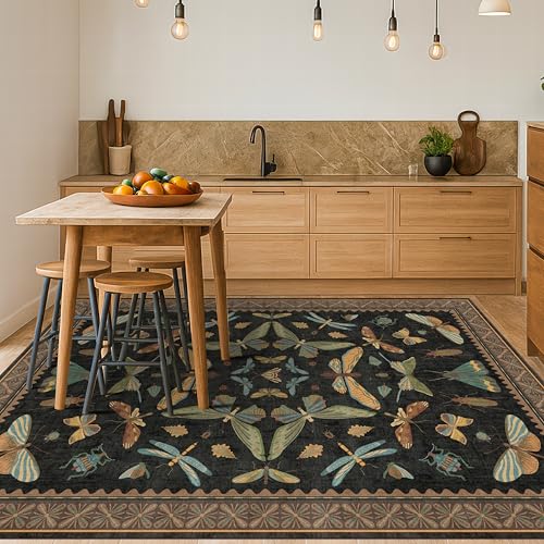 Living Room Rug Black Boho 6x9 (54 Sq Ft)
