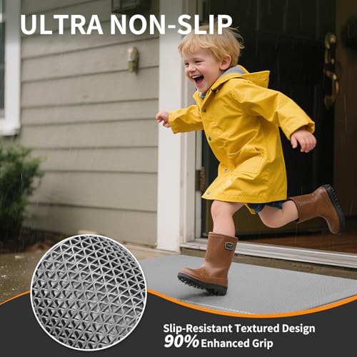 Front Door Mat Outside Entrance Drainage Doormat Grey 31"x47" (144 Sq Ft)