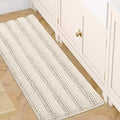 Bath Rugs for Bathroom Non Slip Bath Mats Extra Thick Chenille Striped Bath Rug Runners 47" x 17" Absorbent Fluffy Soft Shaggy Mats Dry Fast Plush Area Carpet for Bath Room
