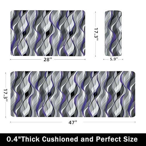Kitchen Mats for Floor Modern Abstract kitchen rugs Grey and Purple Stripe Anti Fatigue Kitchen Mats Waterproof Floor Mats Cushioned Non